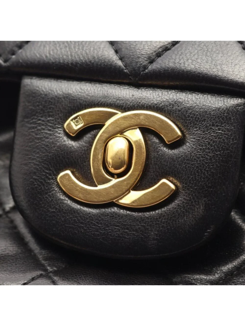 Chanel Shoulder Bag Quilted Double Flap Black Lambskin Chain